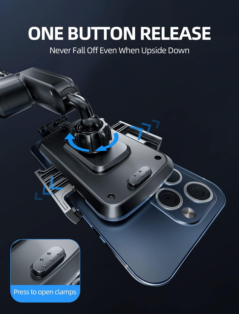 Car Phone Mount Pro Ver [Adjustable Height & No Shaking] Cup Phone Holder for Car Compatible with iPhone 17 Pro Max and More Smartphone - Black | Adjustable Height & No Shaking, Cup Phone Holder for Car, Compatible with iPhone 17 Pro Max and More Smart...