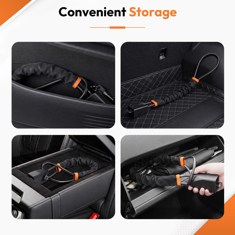 Car Steering Wheel Lock, 1PC Car Anti Theft Device, Seat Belt Lock | Thickened Steel Wire, Max 17” Locking Length, Easy Storage, 3 Keys, Fits Most Vehicles, Trucks, SUVs, Vans (Black) Black 1