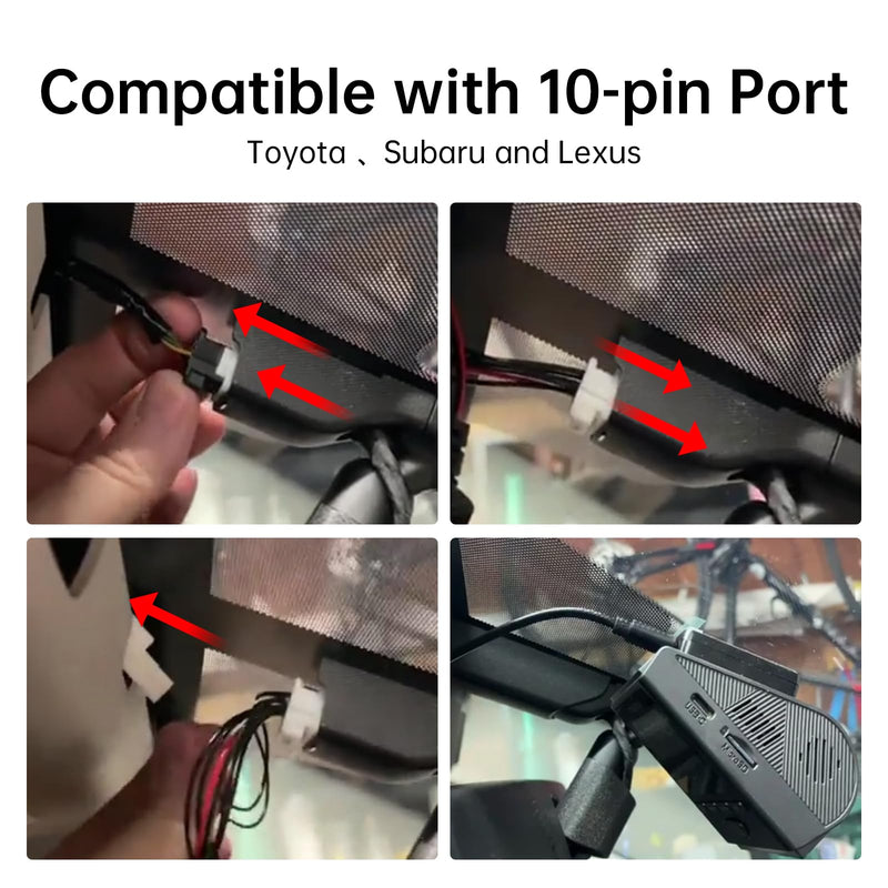 Dash cam Power Adapter 10-pin Type B Compatible with Select Toyota, Lexus, Subaru Models. Connects to Rearview Mirror