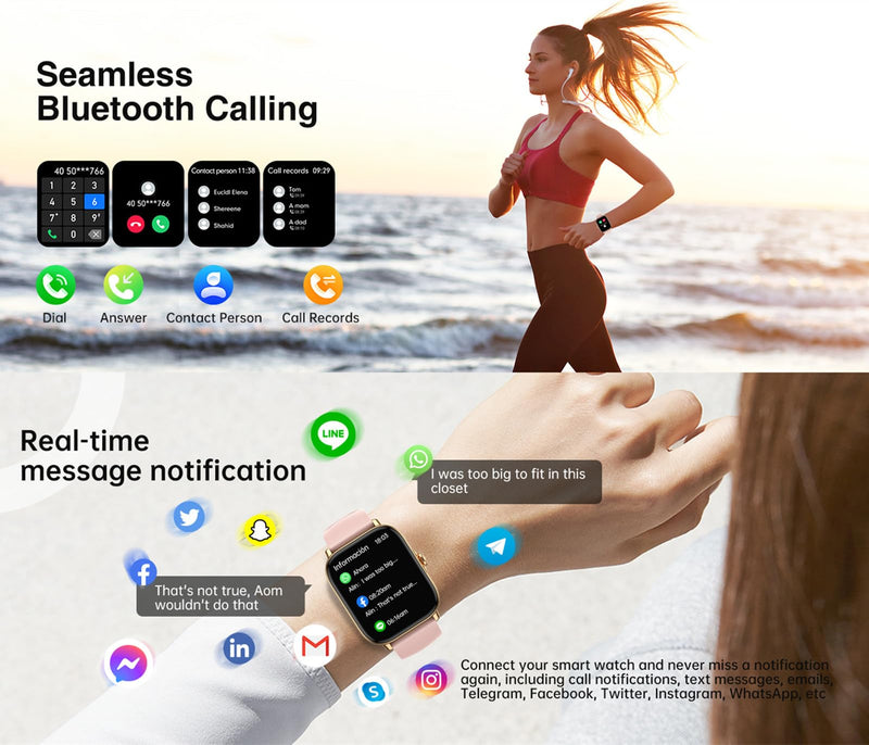 Smart Watch for Android iOS Phones Compatible with iPhone Samsung, 2.01'' Touchscreen Fitness Tracker Smartwatch with Call/SMS/Heart Rate/Pedometer for Men Women (Black1)