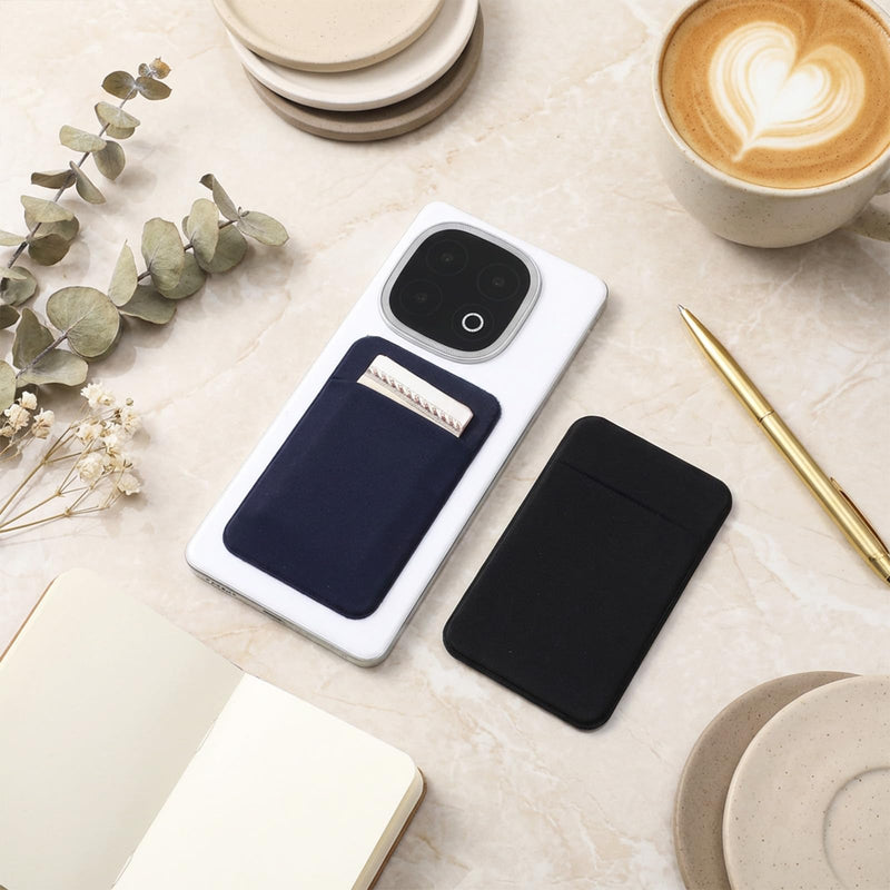 2 Pack Stick on Phone Wallet, Adhesive Cell Phone Card Holder, Stretchy Spandex Sticky Credit Card Wallet Pocket for All Smartphones