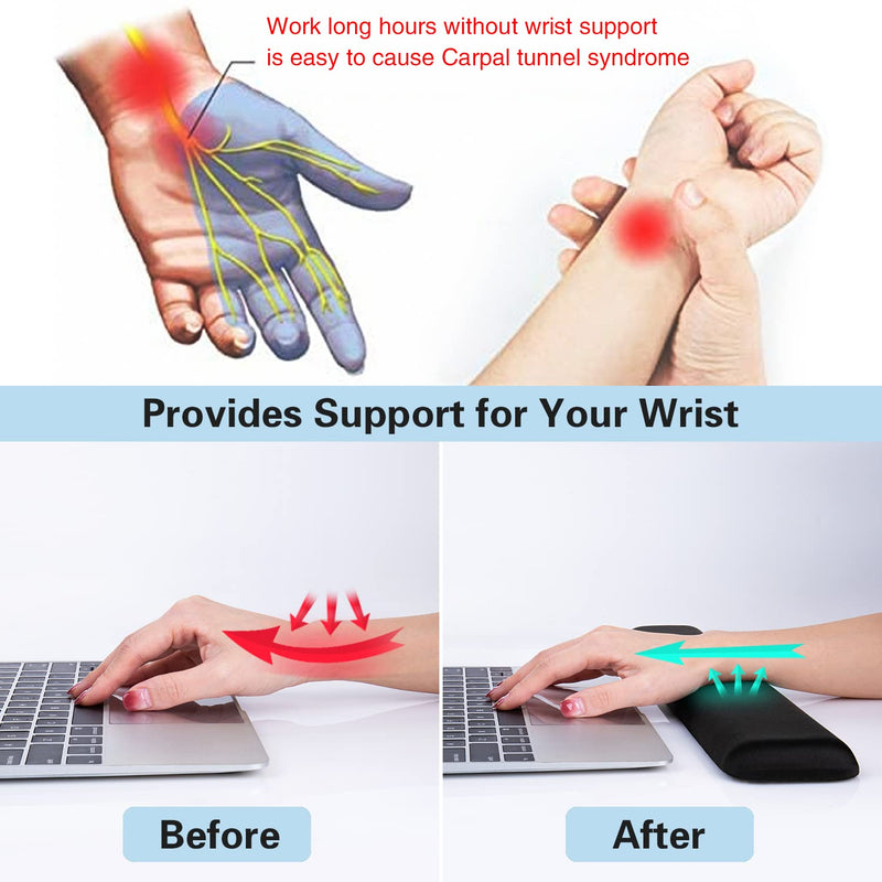 Keyboard Wrist Rest, Palm Rest Canjoy Memory Foam Keyboard Wrist Rest Pad, Wrist Cushion Support for Keyboard Wrist Pain Relief for Computer/Laptop (Black) Black Keyboard Pad