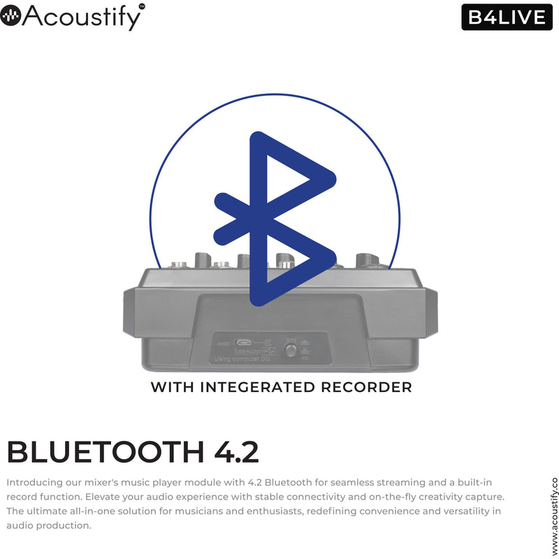 B4-Live 4-Channel DJ Mixer with Bluetooth, USB Playback, Recording, 48V Phantom Power, and Effects – Professional DJ Audio Mixer for Live Sound, Podcasting, and Studio Recording