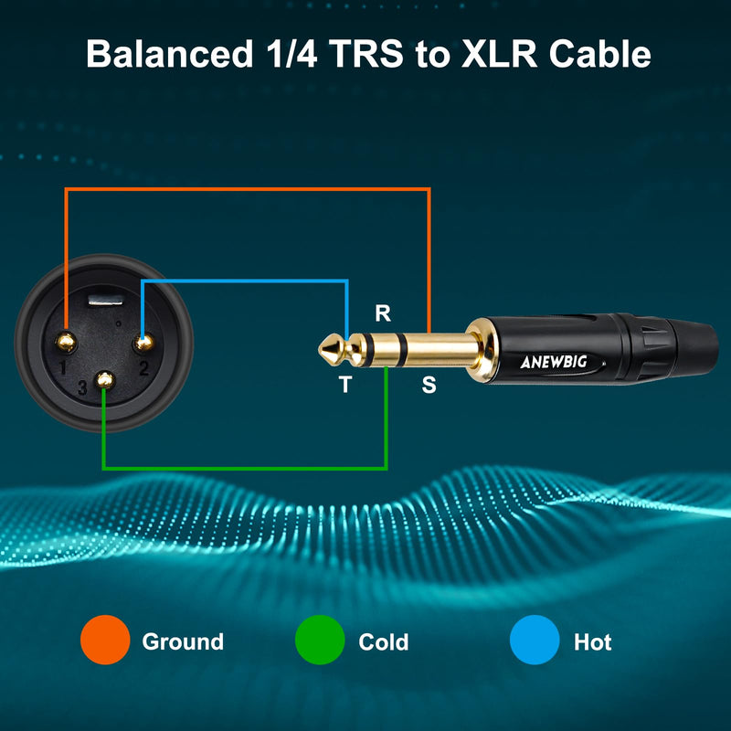 1/4 to XLR Cable, 6.35 mm TRS to XLR Male Cables, Quarter inch TRS Male to XLR Microphone Cord 3.3ft 3.3 Feet