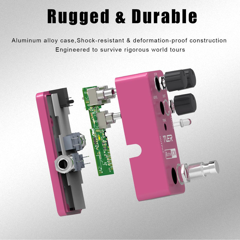 Distortion Pedal, Analog Retro JCM Distortion Effect Pedal for Electric Guitar with Footswitch Cap Aluminum Case - True Bypass RS-13