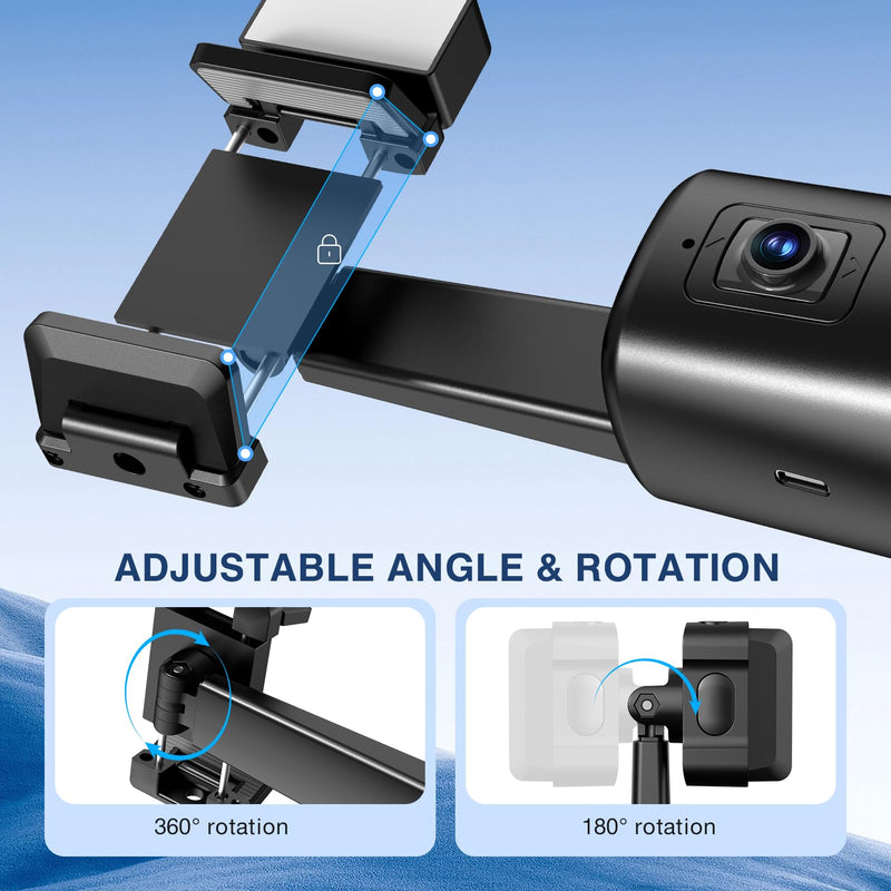 [AUSTRALIA] - Auto Face Tracking Tripod 360° Rotating Auto Tracking Phone Stand, No App, Phone Camera Stand with Remote and Gesture Control, Rechargeable Smart Shooting Stand for Live Video Recording Tiktok Black 