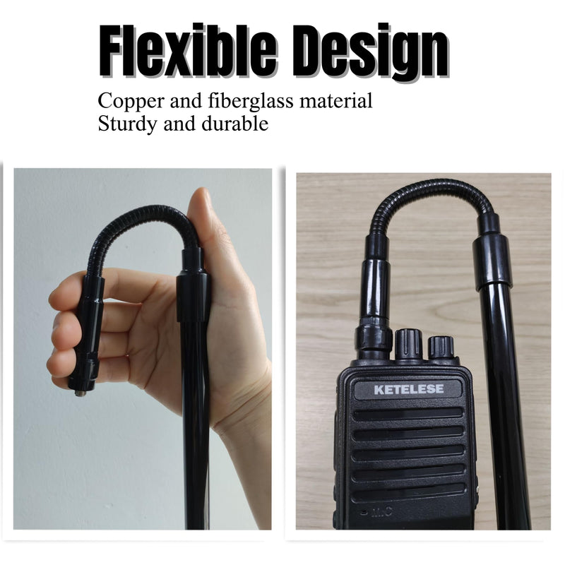 GMRS Antenna Ham Radio, Dual Band Antenna for Walkie Talkies 136-174 400-470 MHz 15.4" SMA Female Whip Antenna for Two Way Radio (Antenna Only)