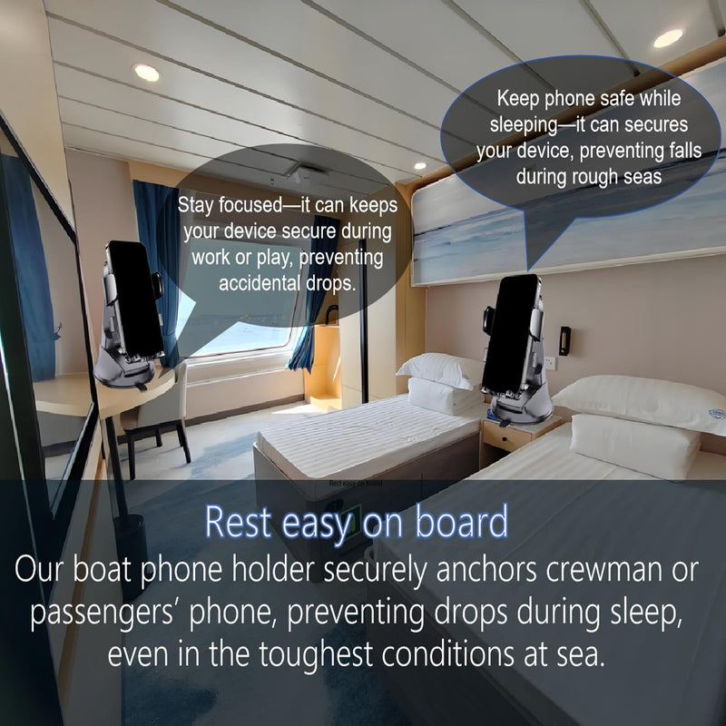 Boat Phone Mount, Suction Cup Boat Cell Phone Holder Marine Heavy Duty | Dash Universal Desk Waterproof Boating Phone Holder for Kayak Sailing Marine Marina for iOS Android Smartphone (2PCS) Suction-2PCS