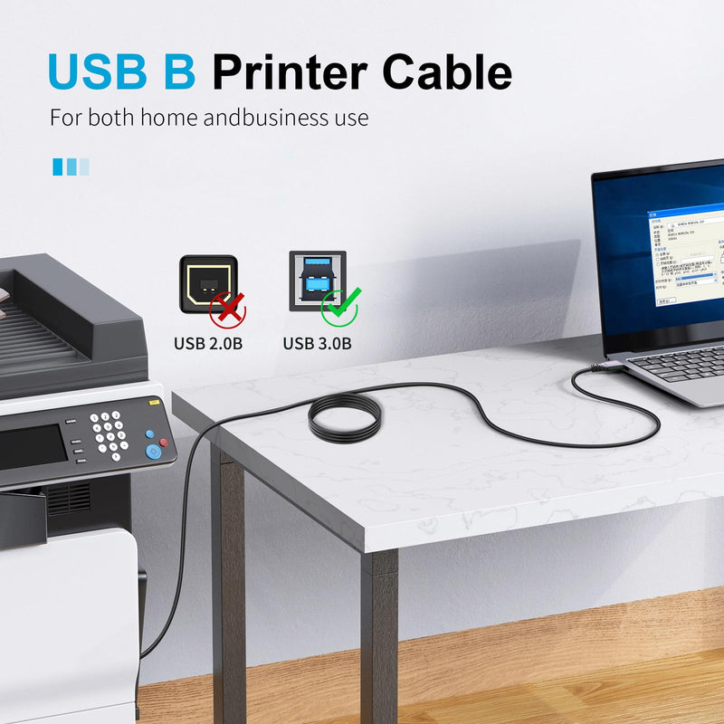 Kumiho USB C to USB B 3.0 Cable 30ft, High Speed USB 3.0 Type C to USB B Printer Cable for Brother Canon HP Epson LaserJet