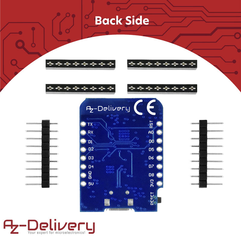 AZDelivery 5 x D1 Mini Pro ESP8266 ESP-8266EX CP2104 WiFi Development Board Compatible with Arduino Includes E-Book