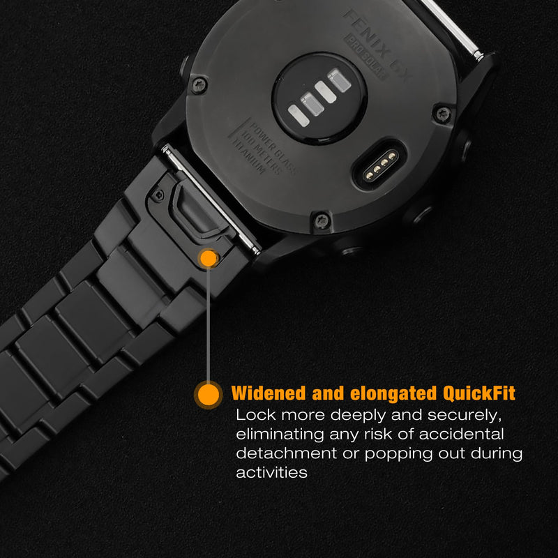 Abanen Titanium Watch Band with Flip-Lock Folding Clasp for Garmin Fenix 8 / Tactix 8 / epix Pro/Enduro, 22mm 26mm QuickFit Wrist Stap for Fenix 7/6/5, Quatix, Tactix Black