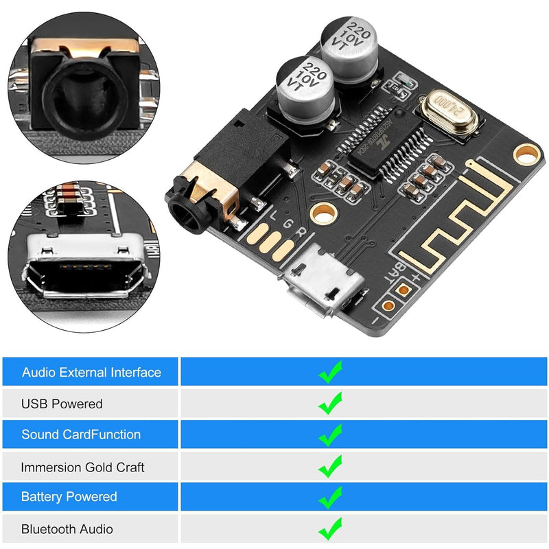 5pcs Bluetooth Audio Receiver Board BT 5.0 Stereo Audio Amplifier 3.7-5V Car Speaker Amplifier for DIY