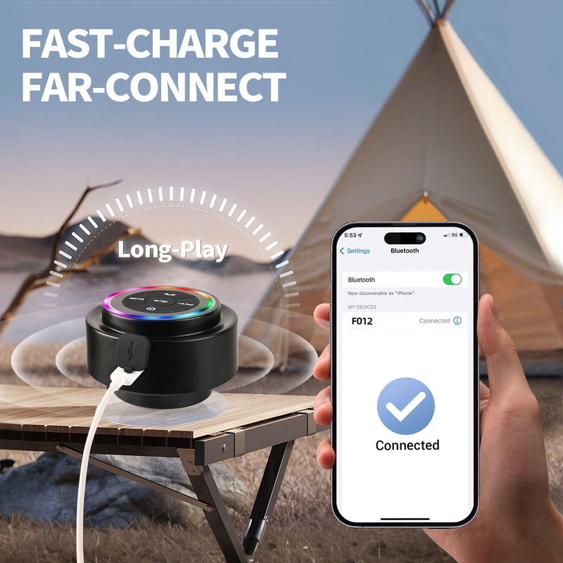 [AUSTRALIA] - Bluetooth Shower Speaker, Portable Bluetooth Speakers with Suction Cup, IP67 Waterproof Speaker with LED Light, Wireless, Floating, for Camping Beach Travel, Gift for Men, Women Multicolor 