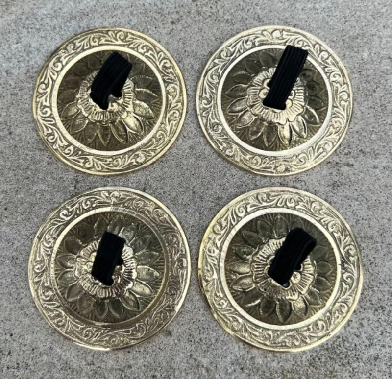DharmaObjects Belly Dancing - Pro Finger Zills or Cymbals 2 Pair/4pcs Gold 6cm