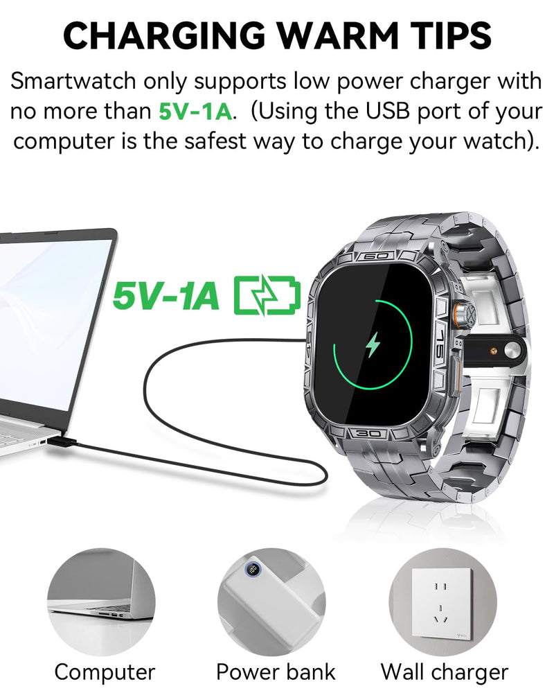 Military Smart Watch for Men with 1.96" AMOLED Screen, IP68 Waterproof Smartwatch with Bluetooth Call/Health Monitor/Sleep Monitor, 100+ Sports Moeds Fitness Tracker for iOS Android