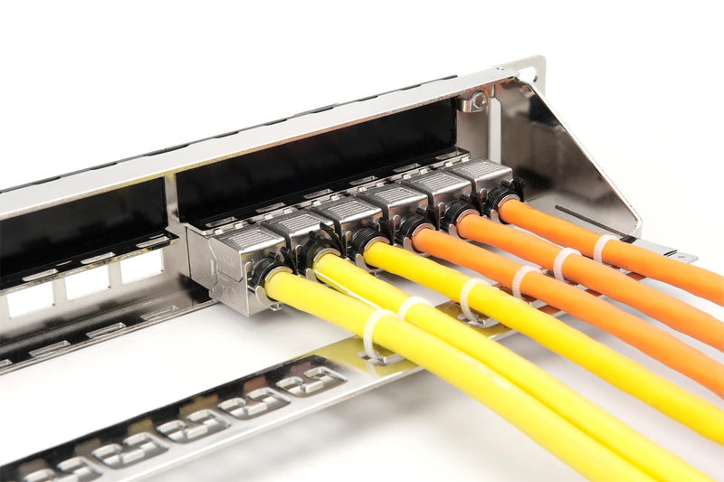 DIGITUS Patch Panel - Modular - For Keystone Modules - 19" - 24-Port - Shielded - Rack Mount 1U - Grey