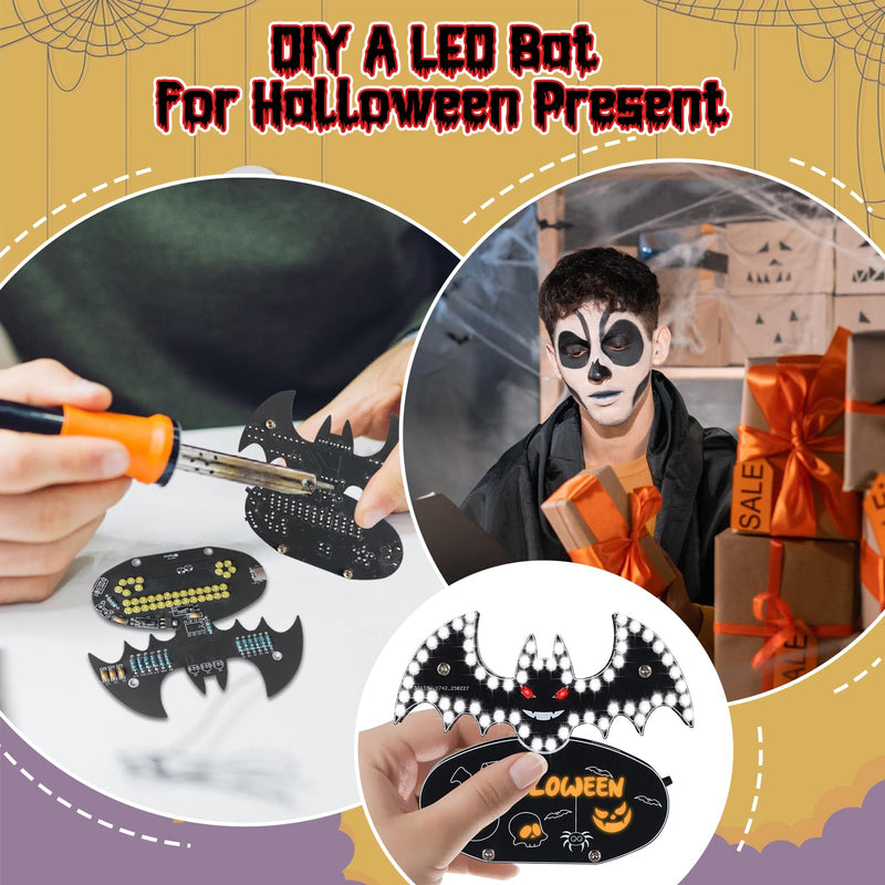 ICrduioo Soldering Kit, Bat LED Light Soldering Exercise Kit, DIY Electronic Kits for Beginners, Teaching and Learning Training, DIY Soldering Project, LED Lamps Kit, for STEM Fans
