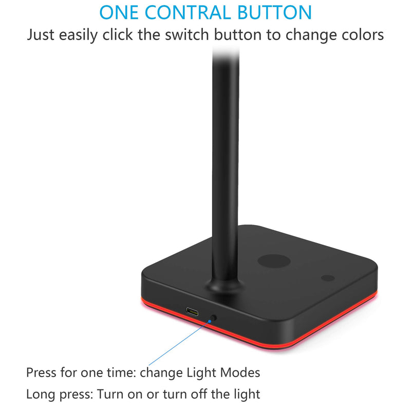 RGB Headphone Stand with Wireless Charger KAFRI Desk Gaming Headset Holder Hanger Rack with 10W/7.5W Fast Charge QI Wireless Charging Pad - Suitable for Gamer Desktop Table Game Earphone Accessories A-ONE STAND