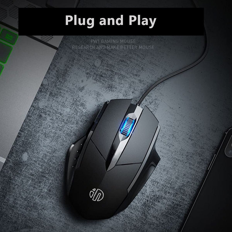 USB Computer Mouse Wired, Silent Click Corded Mouse 3-Button Wired Optical Mouse, Office and Home Mice, Ergonomic Shape for Windows Computers, Macs, Desktops and Laptops