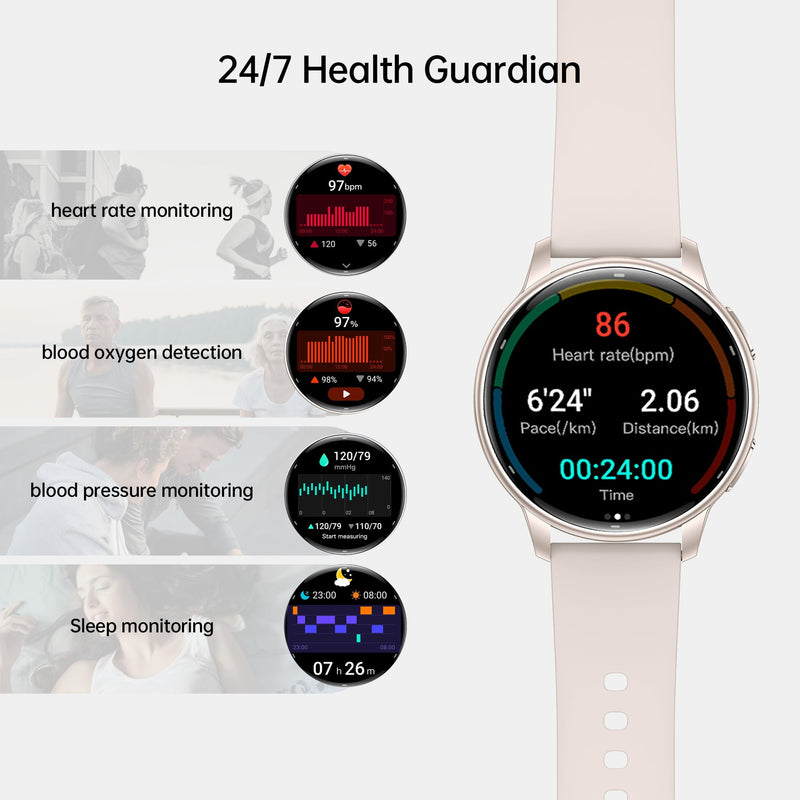 Smart Watch for Women, AMOLED Bluetooth Call Fitness Tracker | GPS Smartwatch with Heart Rate, Sleep, SpO2 & Female Health Monitoring, 3ATM Waterproof, Compatible with iPhone Android
