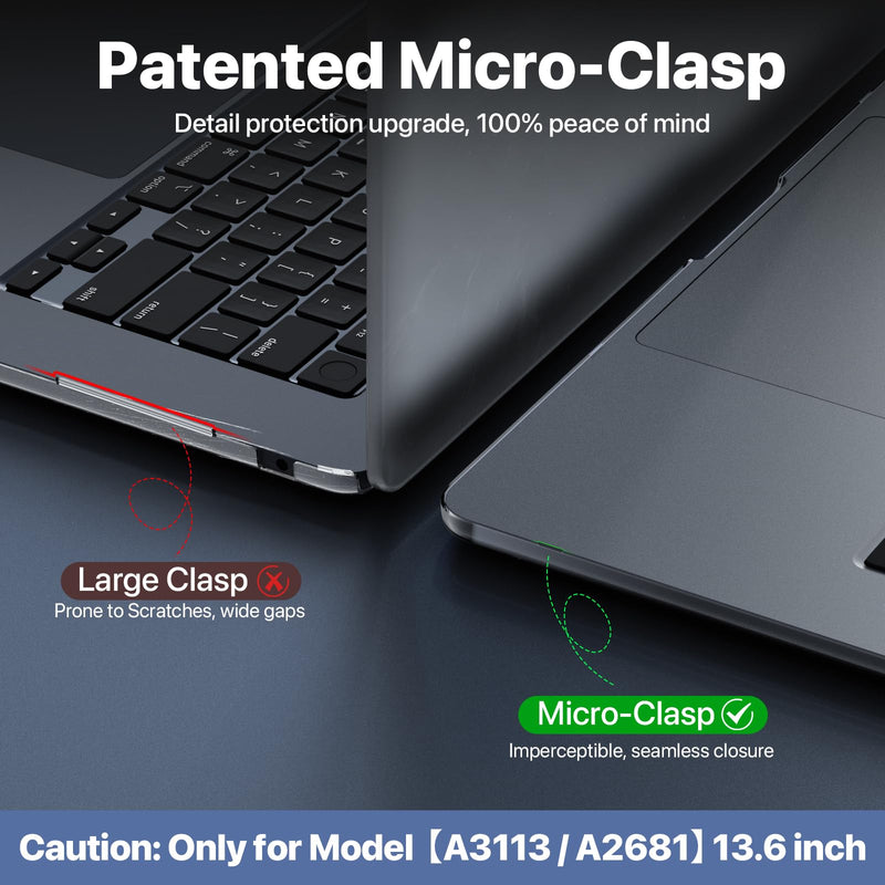 for MacBook Air 13.6 inch Case M3 M2 2024-2022, Model A3113 A2681 [100% Ultra Clear] [Outshine Bare Beauty] Hard Shell Protective Cover for MacBook Air M2 13 inch Case - Crystal Clear