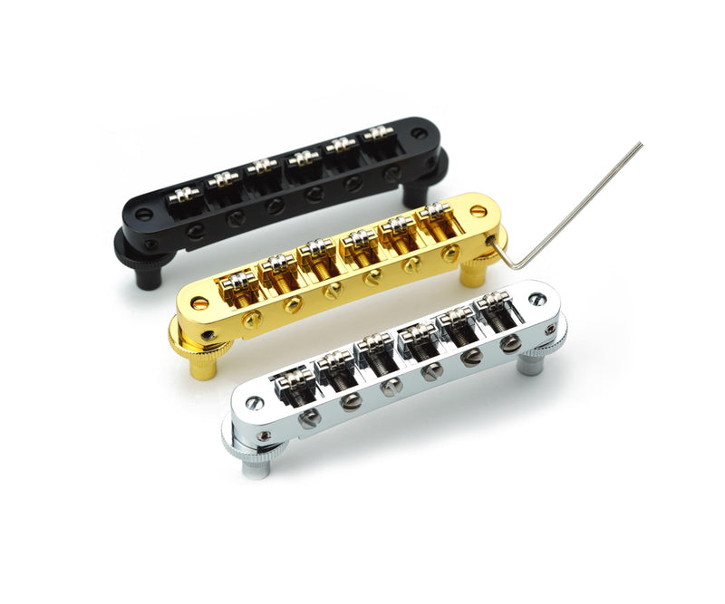 Guyker Tune-O-Matic Roller Saddle Bridge - String Space 10.5mm Guitar Bridges with Post Hole 4.2mm Replacement Compatible with Les Paul LP SG 6 String Electric Guitar GM015, Chrome