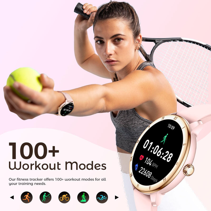 Smart Watches for Women 1.27" HD Roman Dial Sports Watches IP68 Waterproof | Activity Trackers with Heart Rate Sleep Monitor Smartwatch for iPhone Android Fitness Tracker Reloj Inteligente para Mujer Steel