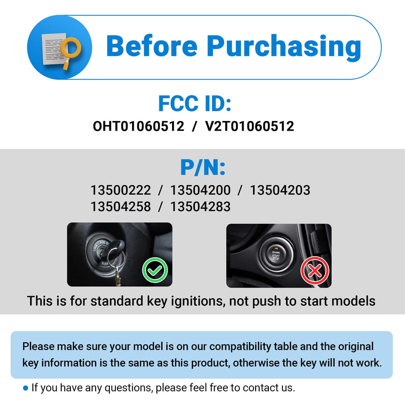 Car Key Fob Keyless Entry Remote Flip Replacement for 2010-2019 Chevy Cruze Camaro Impala Equinox Malibu Sonic/GMC Terrain/Buick Lacrosse Regal Verano Encore Car Key Replacement for OHT01060512 4-Btn 1 Pack