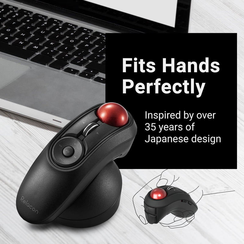 ELECOM 2.4GHz Wirelss Handheld Thumb Control Trackball Mouse, Ergonomic Design,10-Button Function with Smooth Tracking, Optical Gaming Sensor, Left Right Handed Mice, for Windows and Mac (M-RT1DRBK