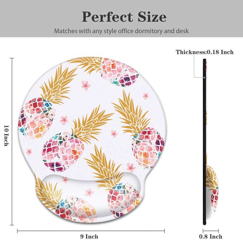 Ergonomic Mouse Pad with Wrist Support, WAVEYU Cute Design Mouse Pad for Women Non-Slip Rubber Base Mousepad for Desk Laptop Gaming Working Computers Laptop Easy Typing & Pain Relief, Pink Pineapple