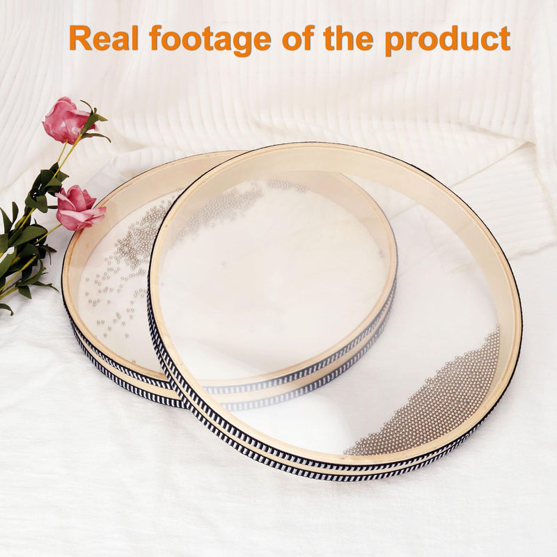 2 PCS Wave Bead Ocean Drum, 12 Inch Percussion Wave Drum, Authentic Sea Sound Drum, Shell Ocean Sound Drum for Sound Healing, Home Supplies