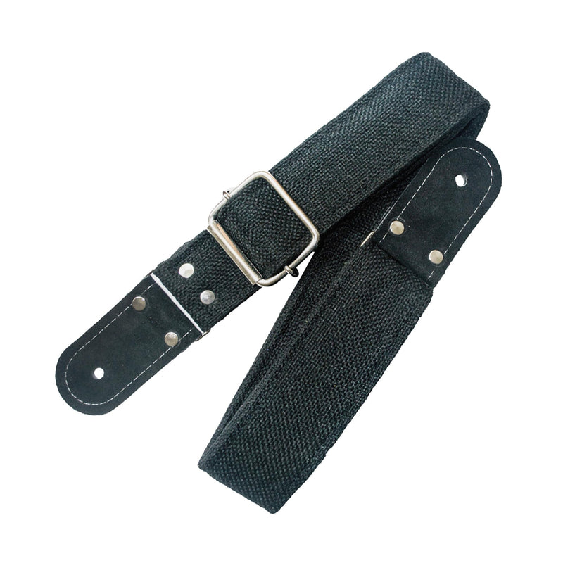 Kidam Jute Guitar Strap, Natural Fiber Adjustable Strap with Leather Ends for Acoustic, Bass & Electric Guitars Black