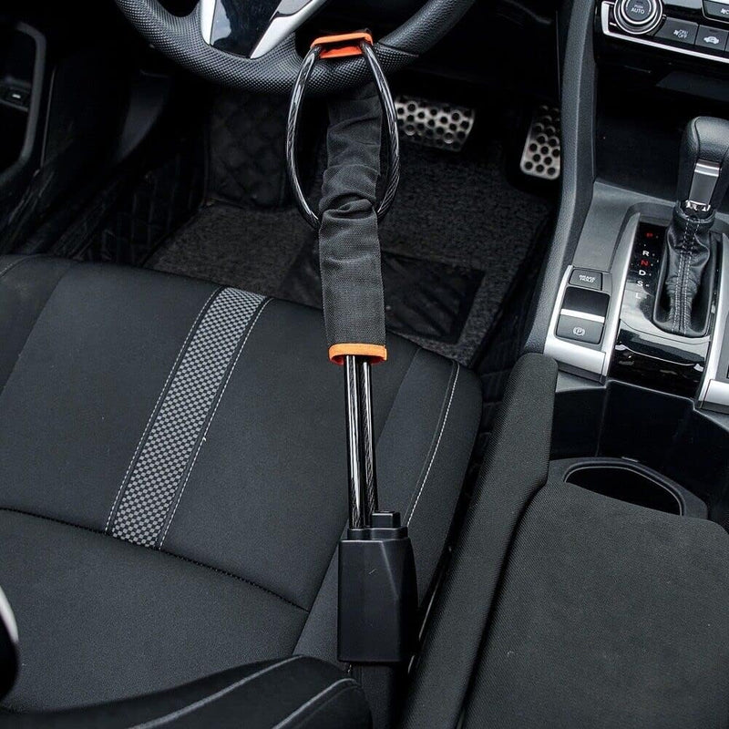 [AUSTRALIA] - Tevlaphee Steering Wheel Lock Seat Belt Universal Anti Theft Car Device Prevention with 3 Keys for Security Fit Most Vehicles Truck SUV Van(Black) Black 