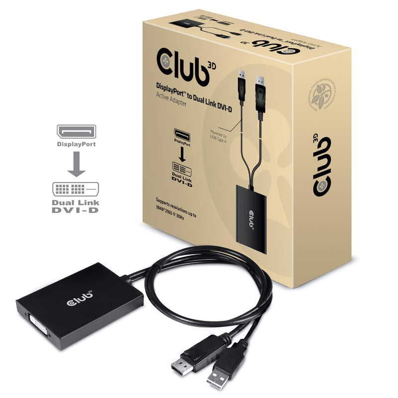 Club 3D CAC-1010-A DisplayPort to Dual Link DVI-D HDCP Off Version Active Adapter M/F for Apple Cinema Displays