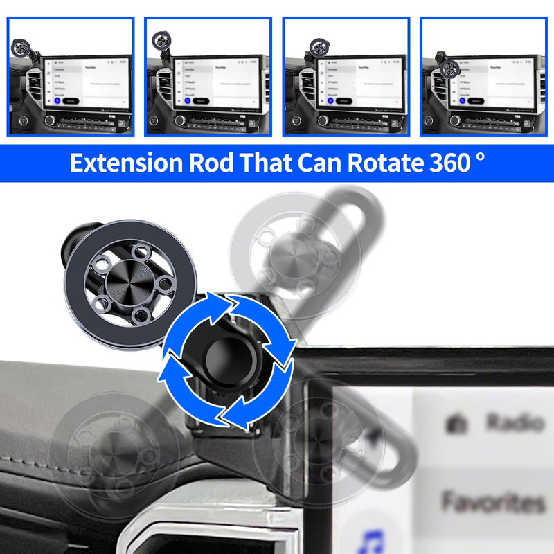 Car Phone Holder for Toyota Sequoia 2023-2025 & Tundra 2022-2025 Accessories 14-inch Screen，Car Mount，[Strongest Magnets] 360° Rotation [Extended Arm]，Compatible with All Cell Phones