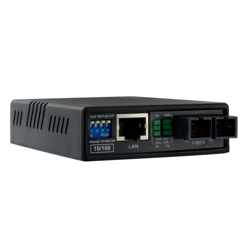 StarTech Multi-Mode (MM) SC Fiber Media Converter, 2km, TAA (MCM110SC2) | 10/100Mbps Networks, Standalone Ethernet to SC MM Fiber Media Converter, 1310nm, For No Chassis Mount 2km | 10/100 Mbps