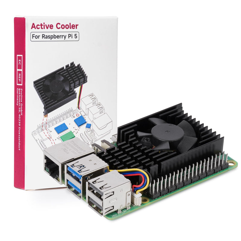 Miuzei Heatsink for Raspberry Pi 5 with Active Cooler Fan, Raspi5 Metal Cooling Case Cooler with PWM Active Fan, Aluminium Heatsink and Cooling Fan for Raspberry Pi 5 4GB/8GB Black