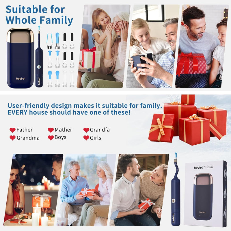 Ear Wax Remover Otoscope, Ear Wax Removal Camera Light Tool Set, HD Flexible Ear Cleaner, Painless Visual Tweezers Remover, for Ears/Nose/Neck Examinations, for Adults/Children