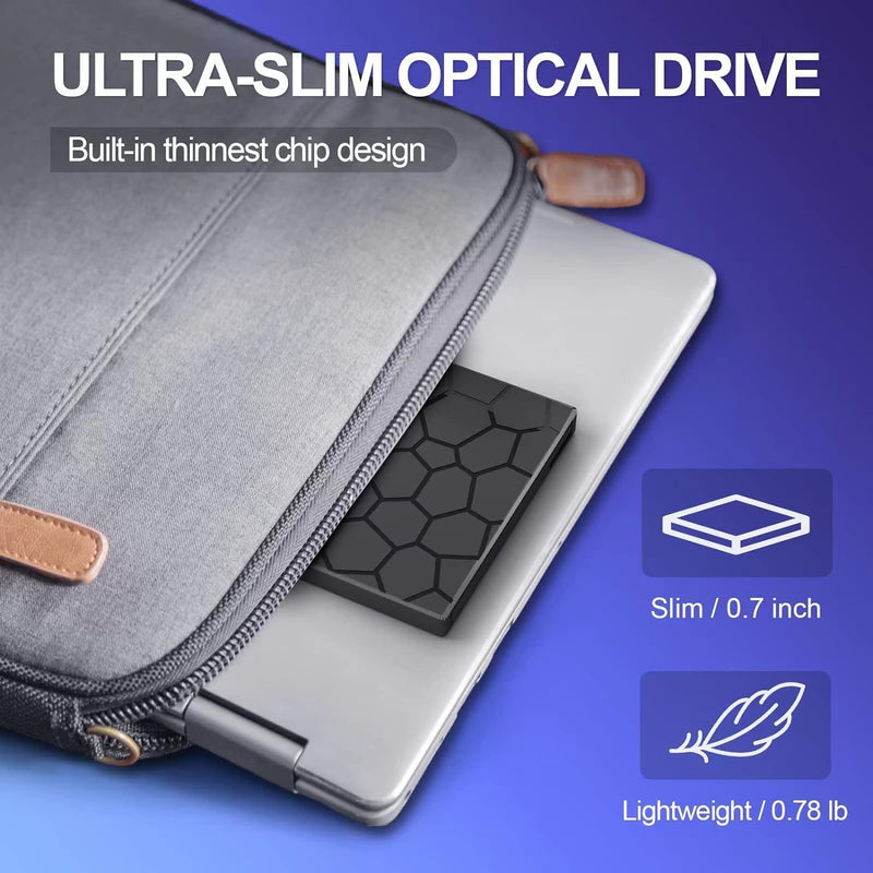 BPAKDU External CD/DVD Drive for Laptop, DVD Player for Laptop with Carrying Case, 8 in 1 USB 3.0 Ultra-Slim Portable, CD Burner External Optical Compatible with Desktop Mac,Windows 11/10/8/7