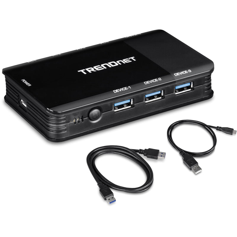 TRENDnet 4 Computer 4-Port USB 3.1 Sharing Switch, TK-U404, Flash Drive Sharing, Scanners, Printers, Mouse, Keyboard, Windows & Mac Compatible