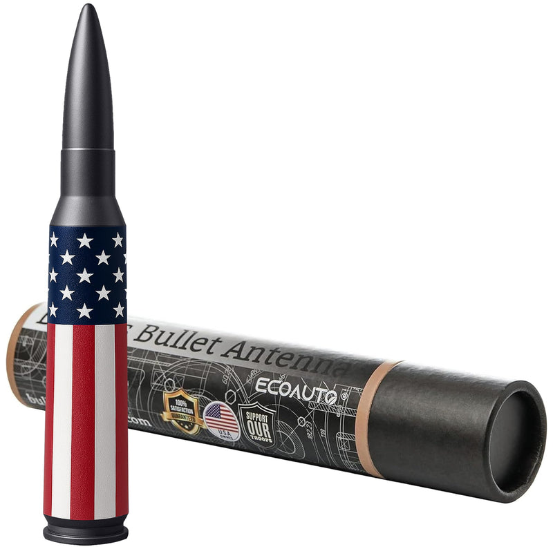 [AUSTRALIA] - EcoAuto Bullet Antenna Replacement for Dodge Ram & Ford F150 F250 F350 Super Duty Ford Raptor Bronco Trucks - Anti-Theft Design - Radio Antenna for Truck 1990 - Current (American Flag) American Flag 