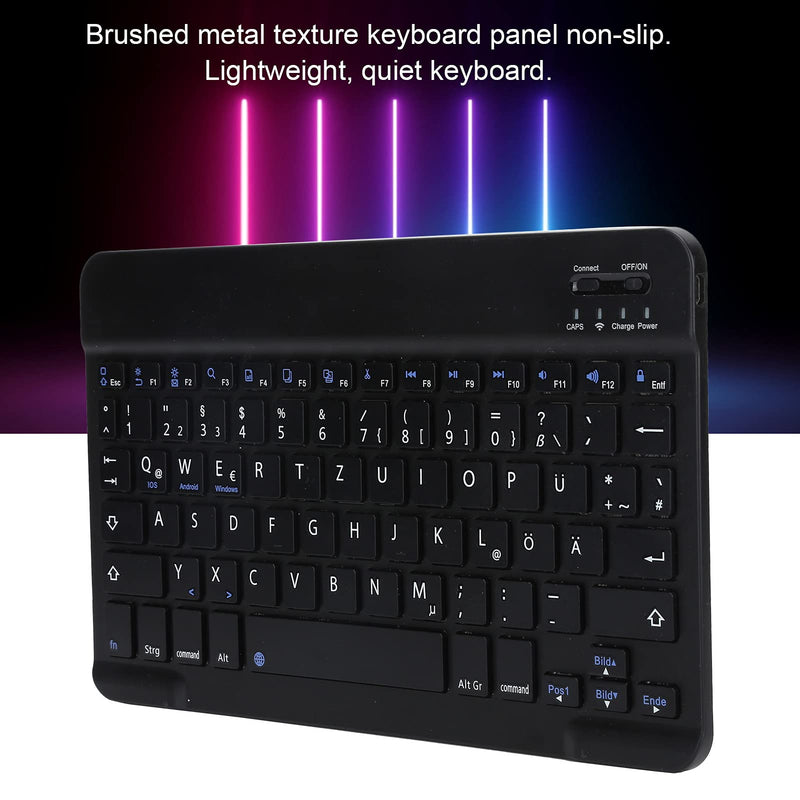 German Keyboard 10Inch Keyboard German Layout USB Computer Keyboard for Laptops, PC(Black) black