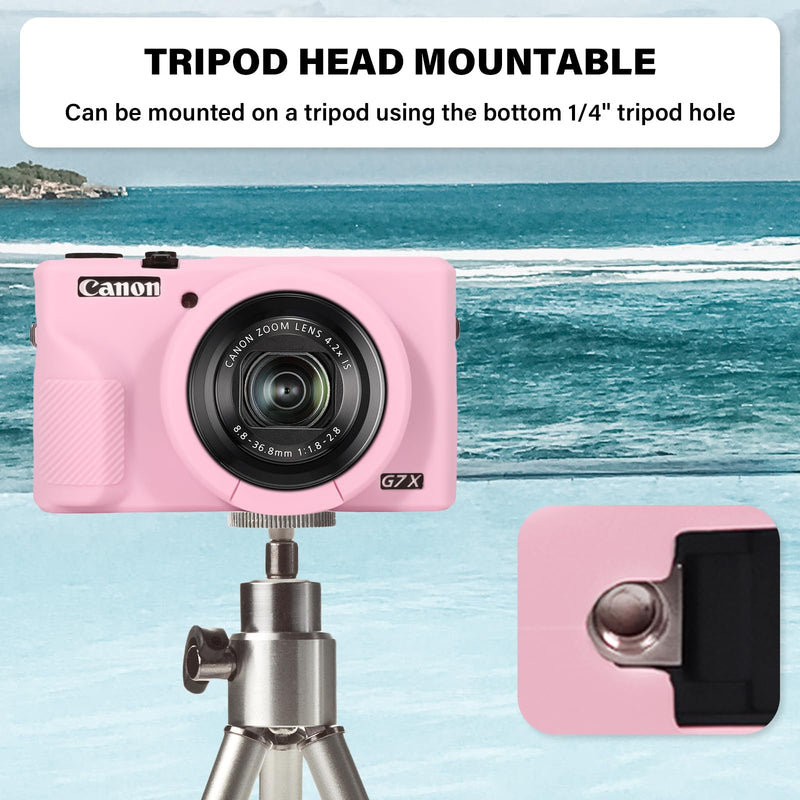 [AUSTRALIA] - G7X III Case for Canon Powershot G7X Mark III Digital Camera, Soft Silicone G7X III Camera Case Accessories, Protective Case Cover for G7XIII G7X3 with Detachable Lens Cover - Pink 