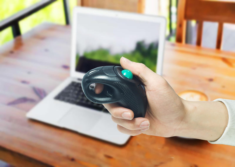 YUMQUA Wireless Trackball Mouse, Finger Handheld Mouse with Laser Pointer | Ergonomic 2.4GHz Thumb Mouse for Right or Left Hand, for Laptop PC Mac Chromebooks, Precise and Smooth Tracking, Plug & Play