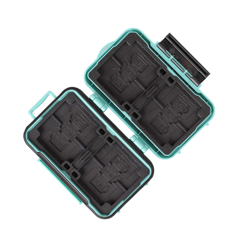 LYNCA Memory Card Case Holder, Memory Card Hard Protector Case Professional Water-Resistant Anti-Shock Compact Camera Card Hard Storage Box for 8 SD Cards 4 CF Cards 12 Micro SD/TF Cards (Green) Green