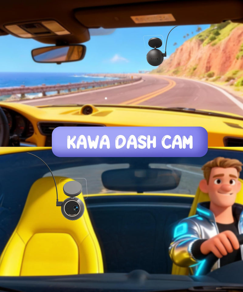 [AUSTRALIA] - KAWA Dash Cam 2K with Voice Control,Mini Spherical Front Dashcam, 360° Rotatable Mount,32G SD Card,Built-in WiFi and App,G-Sensor,NightEagle Engine, 24H Parking Monitor, Video Recorder for Cars black 