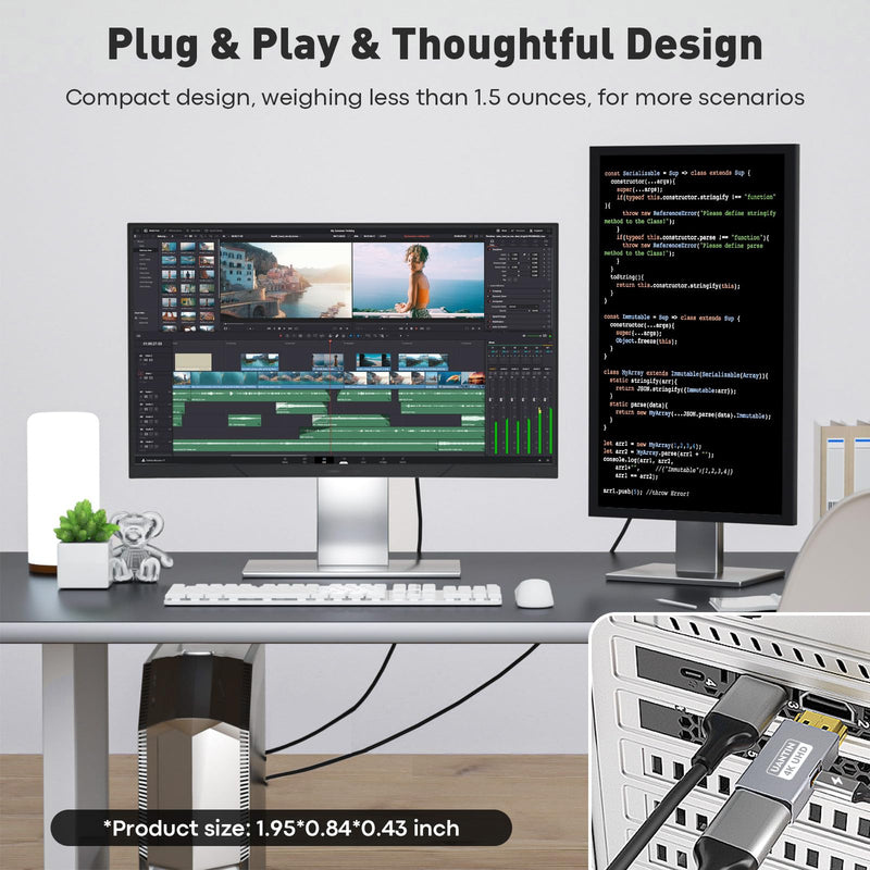 HDMI to DisplayPort Adapter (4K 60Hz,1080p 120Hz) Uni-Directional HDMI Male to DP Female Converter for Monitor Compatible with GPU,Laptop,AMD,NVIDIA,PS5,Xbox and More - 1 Pack 1.96 inch