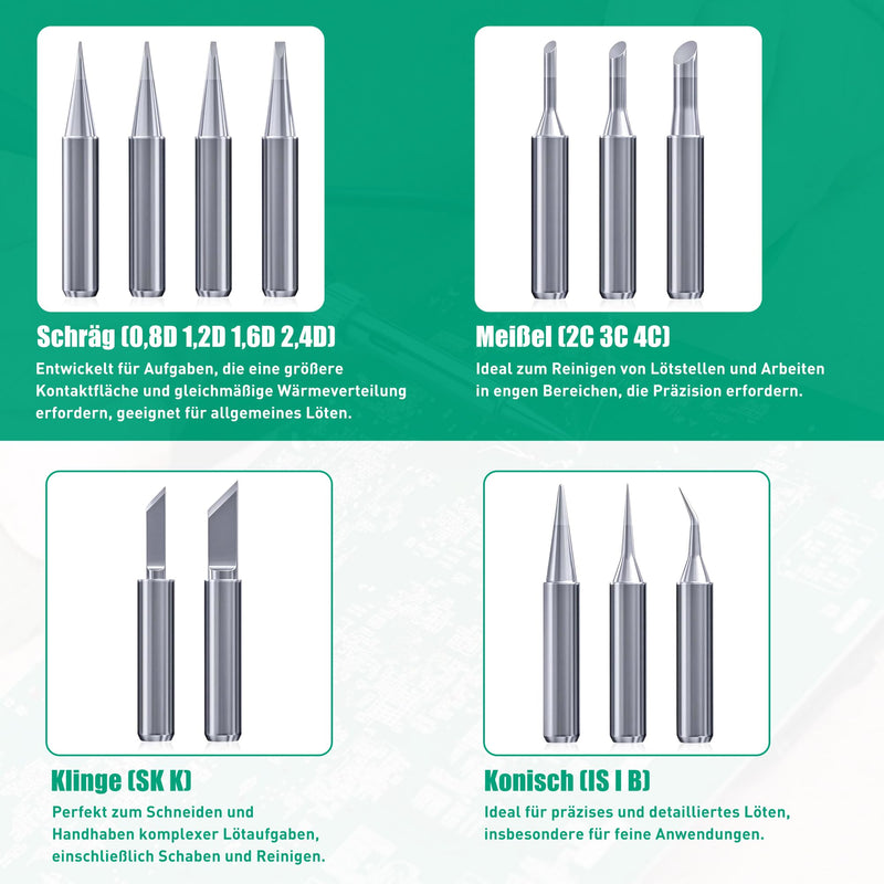 WUISOLQP 900M Soldering Tips, Pack of 12 Soldering Iron Tips, Replacement Soldering Tips for Soldering Stations, Welding Devices, Accessories, Soldering Iron Tip, Replacement Soldering Tips Set,