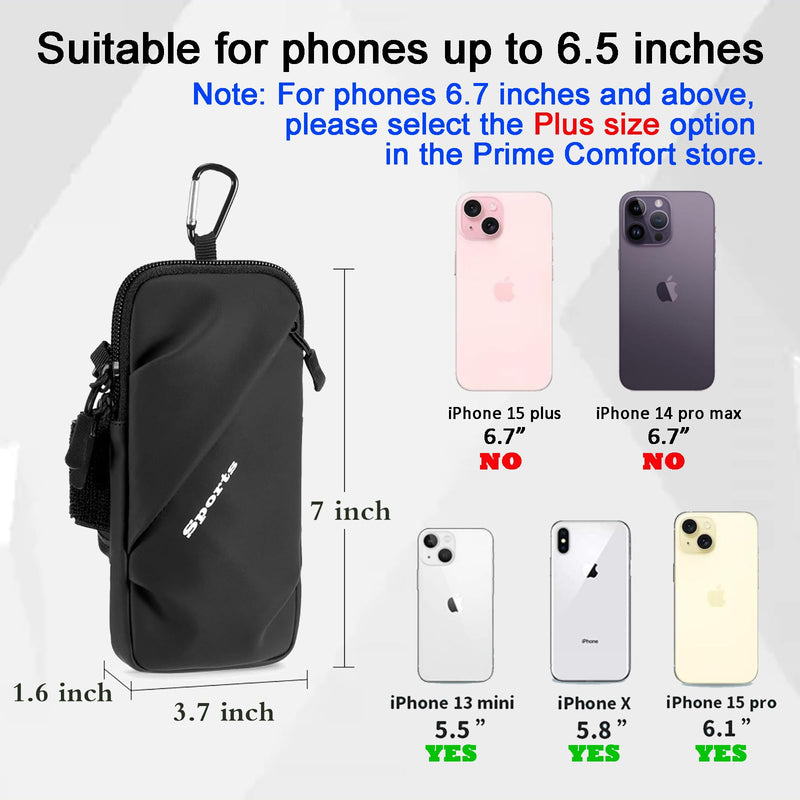 Phone Holder, Small Crossbody Shoulder Holsters Bag with Arm Band, Fits iPhone and Android, Use for Running, Walking, Hiking & Biking (6.7 Inches, Black)