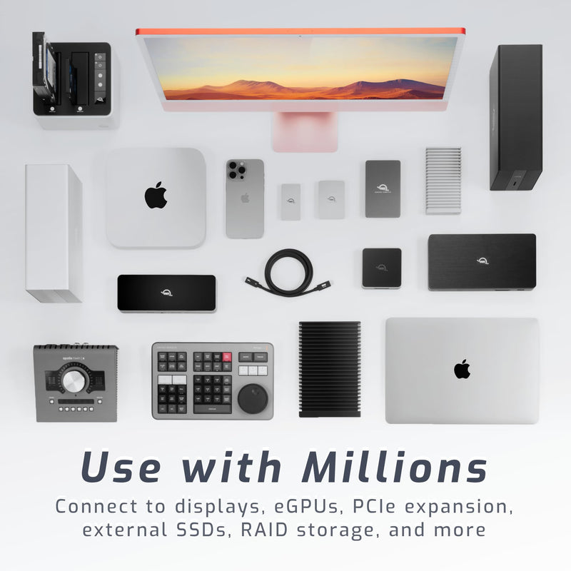 OWC 0.3M Thunderbolt 5 (USB-C) Cable, up to 80Gb/s of bi-Directional Data Speed, up to 120Gb/s for Higher Display Bandwidth, 240W